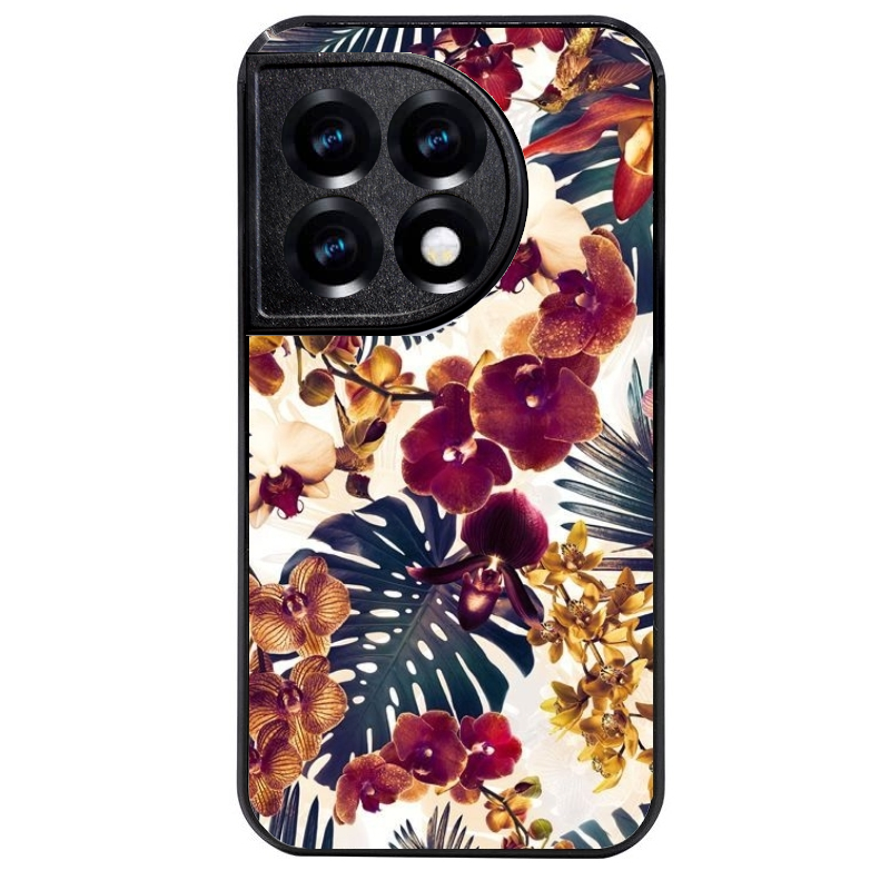 Coque noire taperso pour OnePlus 11 et 12 avec motif jungle couleurs d'automne protection antichoc personnalisée