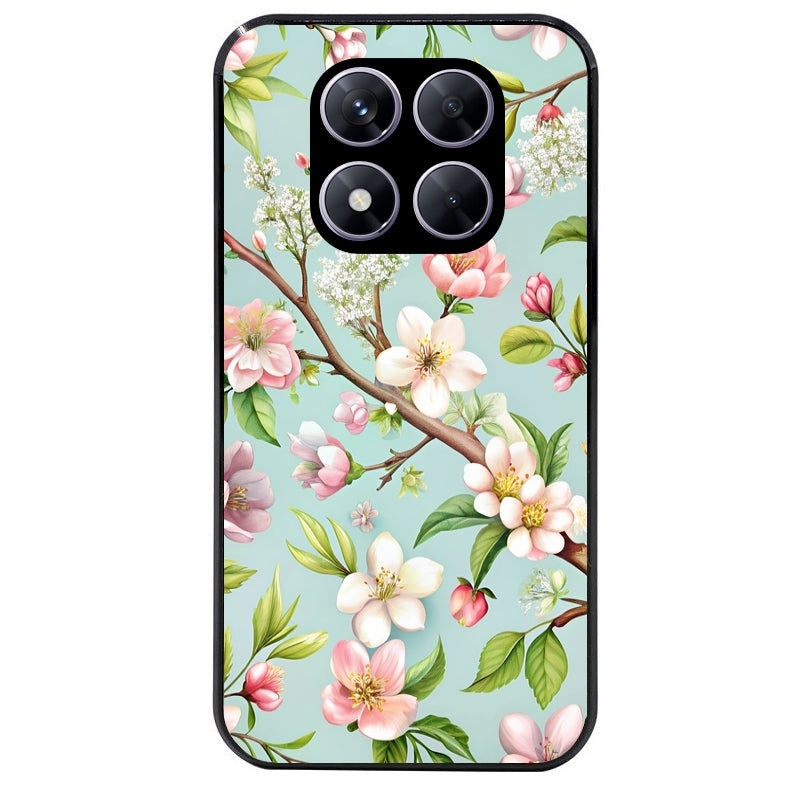 Coque noire taperso pour Redmi Note 14 et PRO PLUS 4G 5G avec motif fleur de printemps protection antichoc personnalisée