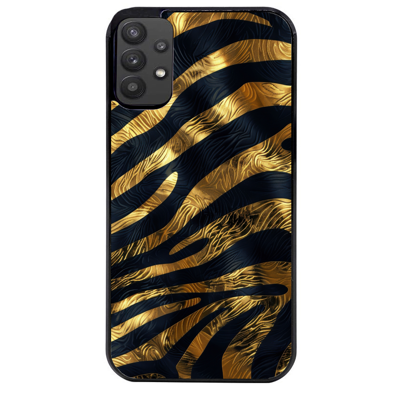 Coque noire taperso pour galaxy A22 A32 A52 A52S 4G 5G  avec motif zebre gold protection antichoc personnalisée