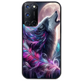 Coque noire taperso pour OPPO Reno 8 LITE avec motif loup et plume protection antichoc personnalisée