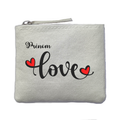 Porte monnaie personnalisé love coeur ivoire en feutrine en feutrine ivoire