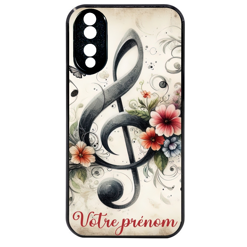 Coque noire taperso pour Honor 70 LITE 90 et LITE avec motif musique cle sol personnalisee protection antichoc personnalisée