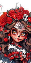 Tête de mort calavera rouge
