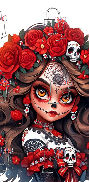 Tête de mort calavera rouge
