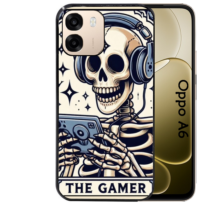 Coque noire taperso pour OPPO A6 A6X 4G et 5G avec motif mort gamer protection antichoc personnalisée