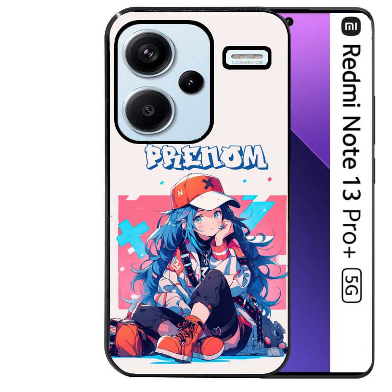 Coque noire taperso pour Redmi Note 13 PRO PLUS 5G avec motif anime casquette personnalise protection antichoc personnalisée