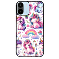 Coque noire taperso pour Redmi A1 et A2 avec motif licorne arc en ciel protection antichoc personnalisée