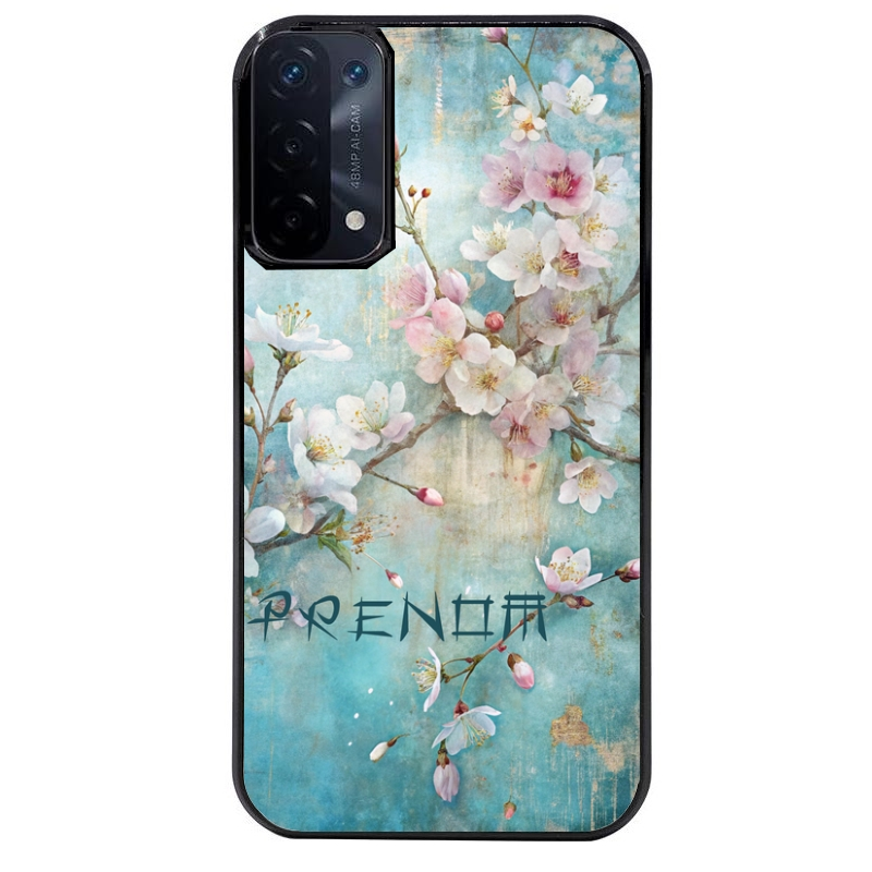 Coque noire taperso pour OPPO A54 et A74 5G avec motif fleur sakura personnalisee protection antichoc personnalisée