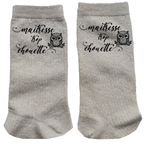 Chaussettes paillettes crème motif maitresse trop chouette