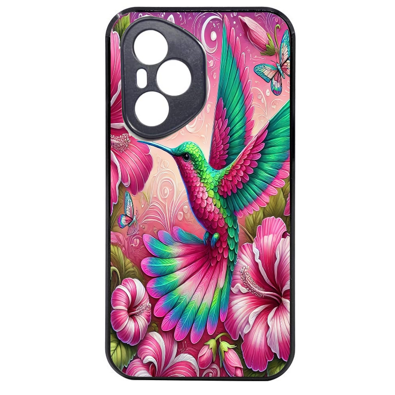 Coque noire taperso pour Honor 400 et Lite Pro Smart avec motif colibri et fleurs protection antichoc personnalisée