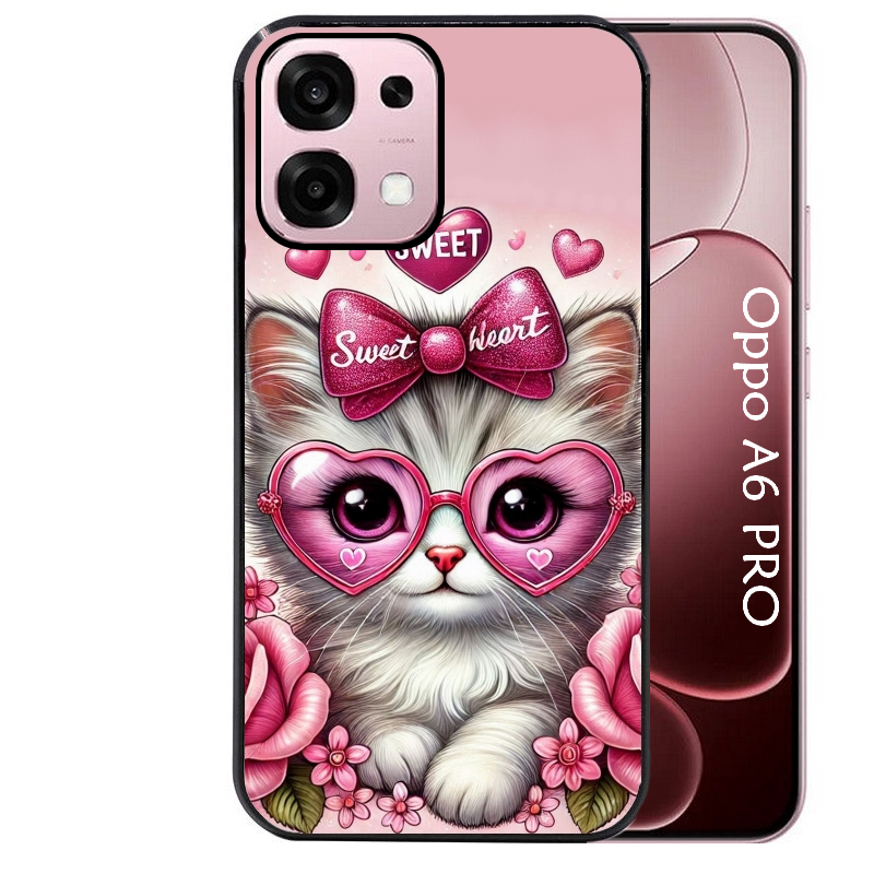 Coque noire taperso pour OPPO A6 PRO 4G et 5G avec motif chat lunettes protection antichoc personnalisée