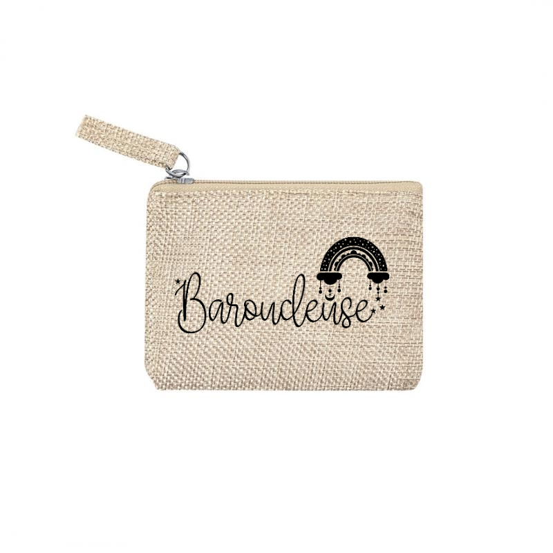 Pochette baroudeuse et nuages en jute et doré en jute et doré