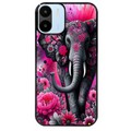 Coque noire taperso pour Redmi A1 et A2 avec motif elephant et fleurs protection antichoc personnalisée