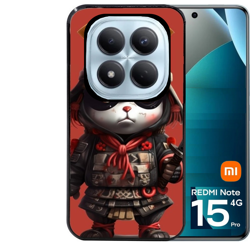 Coque noire taperso pour Redmi Note 15 et PRO PLUS 4G 5G avec motif panda et samourai protection antichoc personnalisée