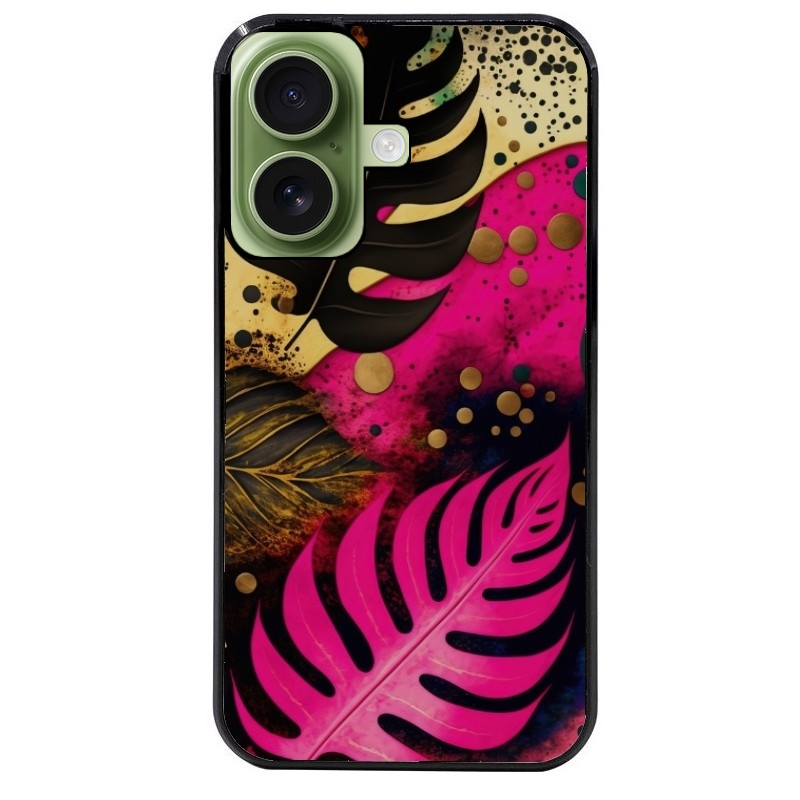 Coque noire taperso pour Iphone 17 17E AIR MAX PRO avec motif tropical rose et des fleurs protection antichoc personnalisée