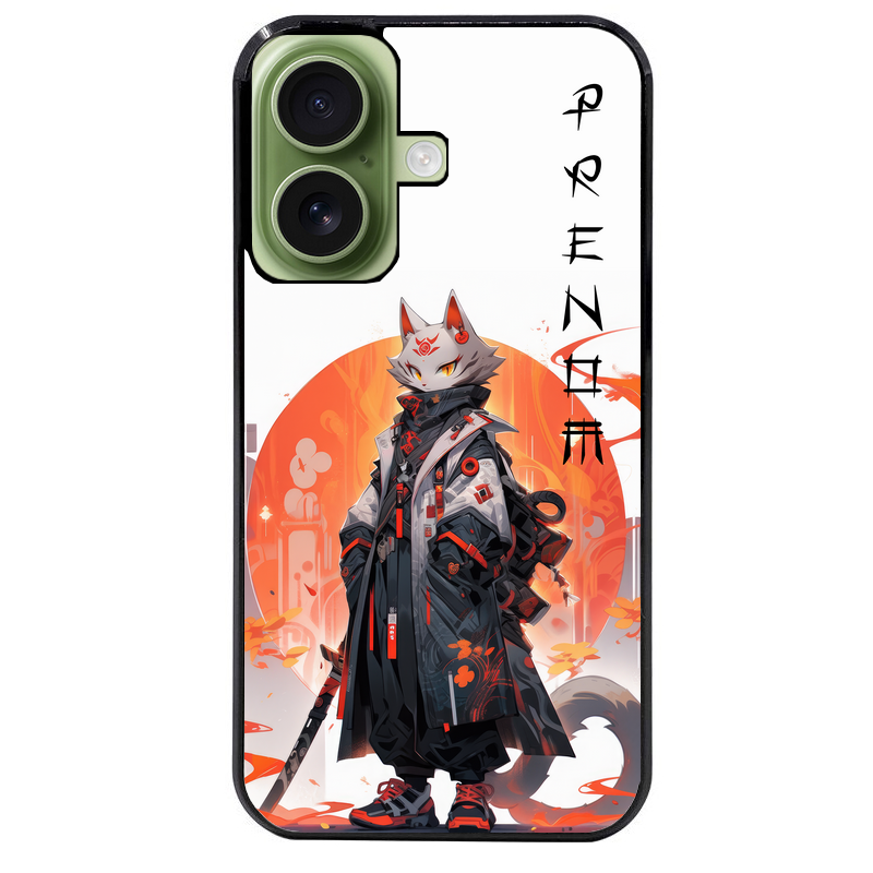 Coque noire taperso pour Iphone 16 16E PLUS MAX PRO avec motif anime chat japan personnalise protection antichoc personnalisée