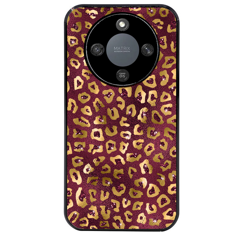 Coque noire taperso pour Magic 8 LITE et PRO avec motif leopard grenat protection antichoc personnalisée