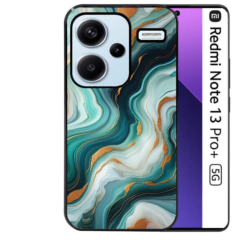 Coque noire taperso pour Redmi Note 13 PRO PLUS 5G avec motif marbre vert protection antichoc personnalisée