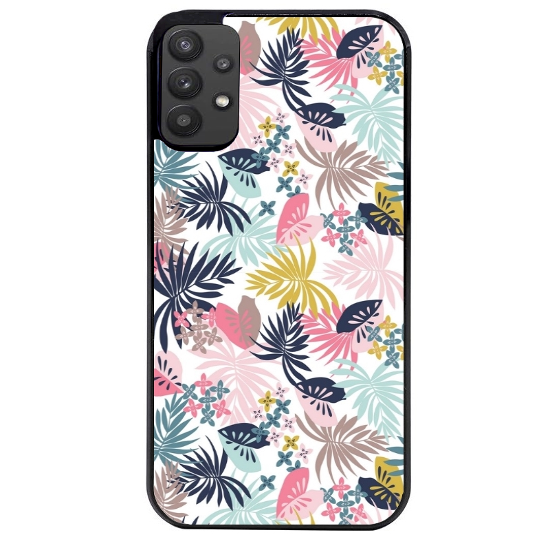 Coque noire taperso pour galaxy A22 A32 A52 A52S 4G 5G  avec motif jungle et fleur rose protection antichoc personnalisée