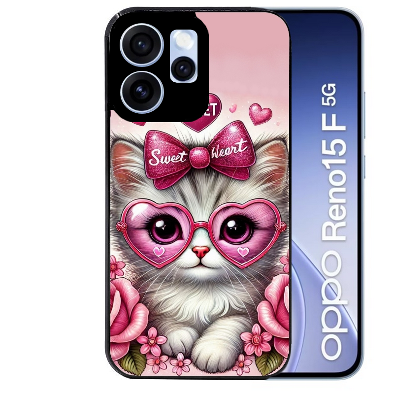 Coque noire taperso pour OPPO Reno 15 et F FS 5G avec motif chat lunettes protection antichoc personnalisée