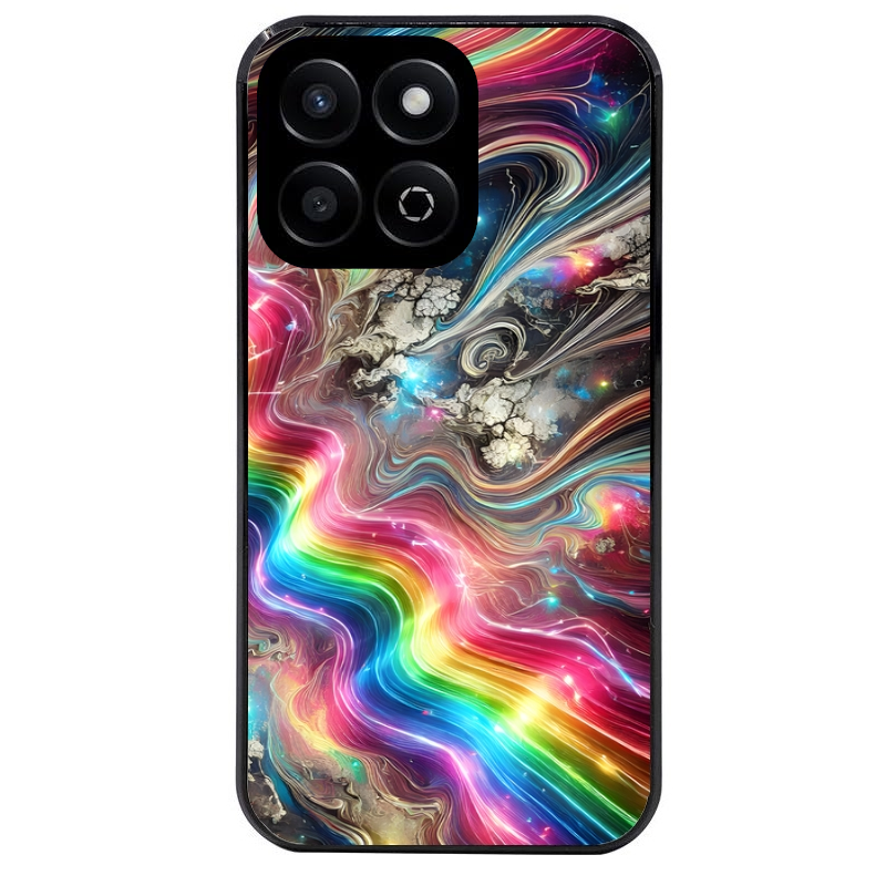 Coque noire taperso pour Honor 70 LITE 90 et LITE avec motif marbre arc en ciel protection antichoc personnalisée