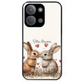 Coque noire taperso pour POCO C85 avec motif lapin coeur avec prenom protection antichoc personnalisée