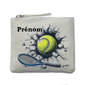 Porte monnaie personnalisé tennis balle ivoire en feutrine en feutrine ivoire