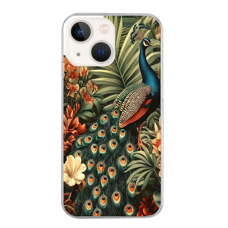 Coque taperso pour Iphone 14 et PRO PLUS PRO MAX avec motif paon tropical protection antichoc personnalisée
