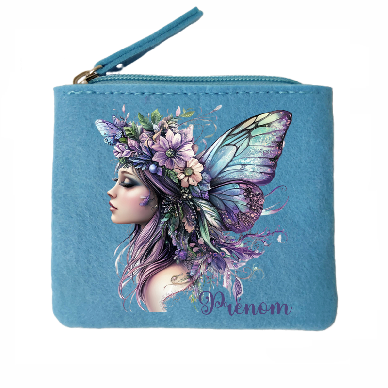Porte monnaie personnalisé fee pastel en feutrine en feutrine