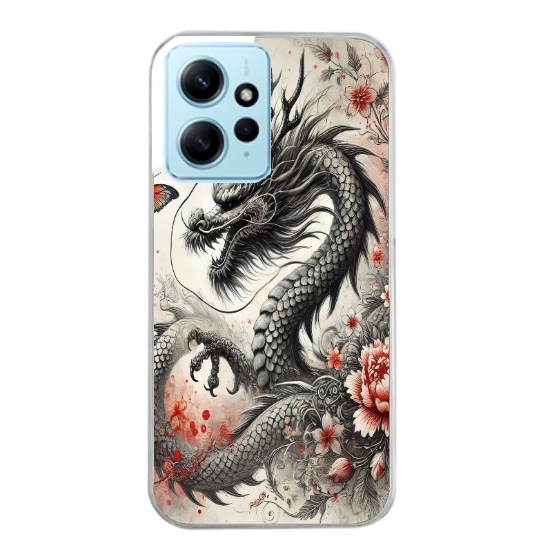 Coque taperso pour Redmi Note 12 4G 5G PRO 4G avec motif dragon japan protection antichoc personnalisée
