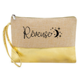 Pochette rëveuse en jute et doré en jute et doré