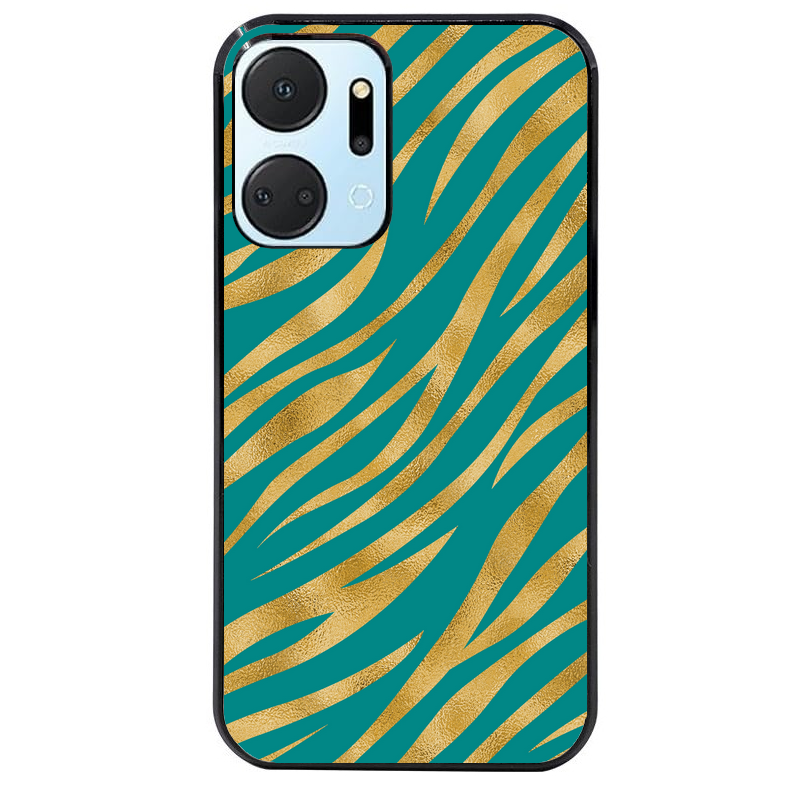 Coque noire taperso pour Honor X7A avec motif zebre vert protection antichoc personnalisée