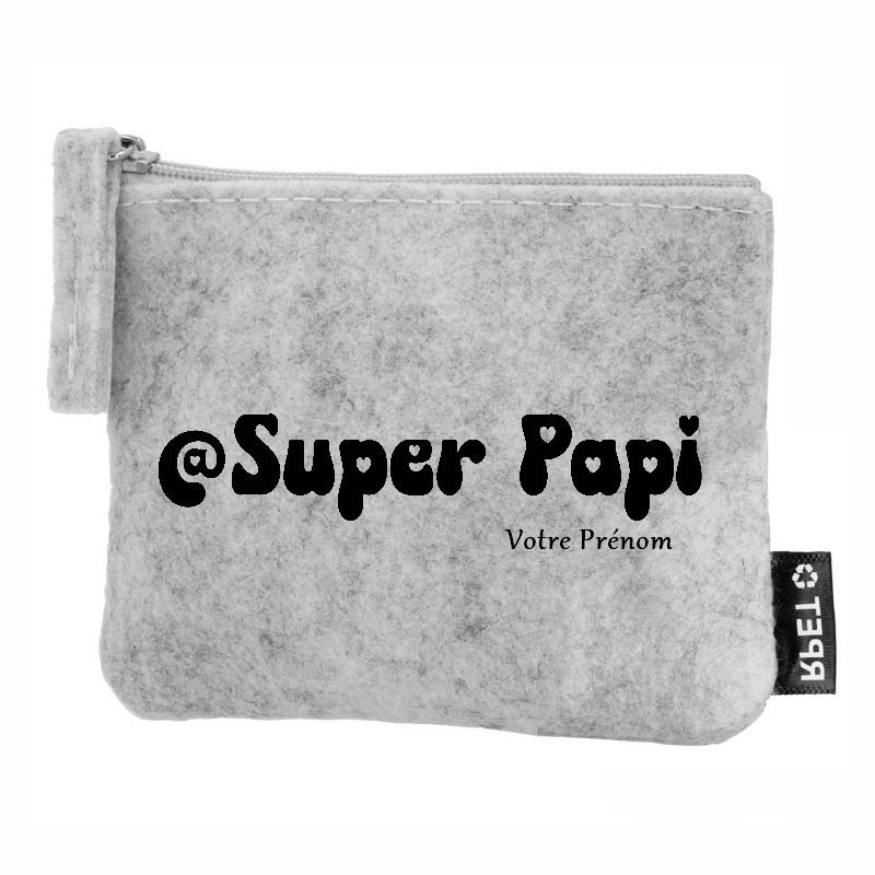 Porte monnaie personnalisé super papi en feutrine en feutrine
