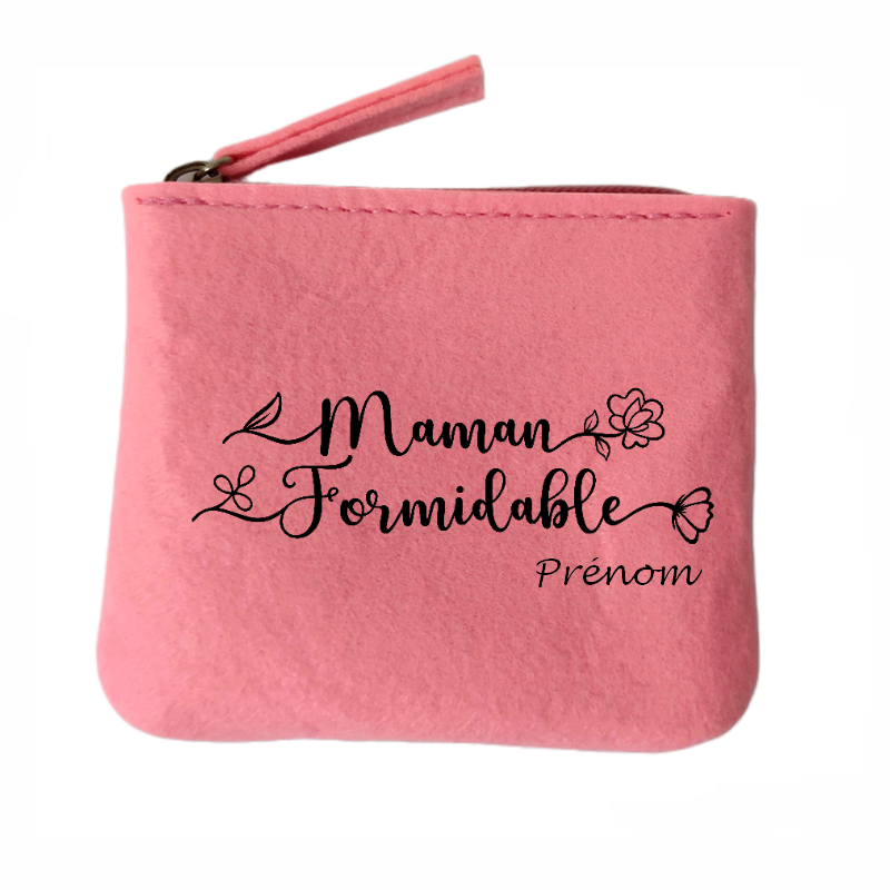 Porte monnaie personnalisé maman formidable en feutrine en feutrine