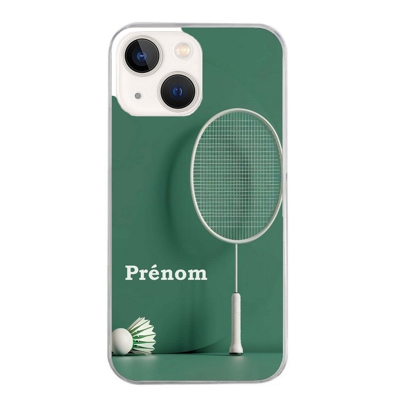 Coque taperso pour Iphone 14 et PRO PLUS PRO MAX avec motif badminton sport personnalise protection antichoc personnalisée