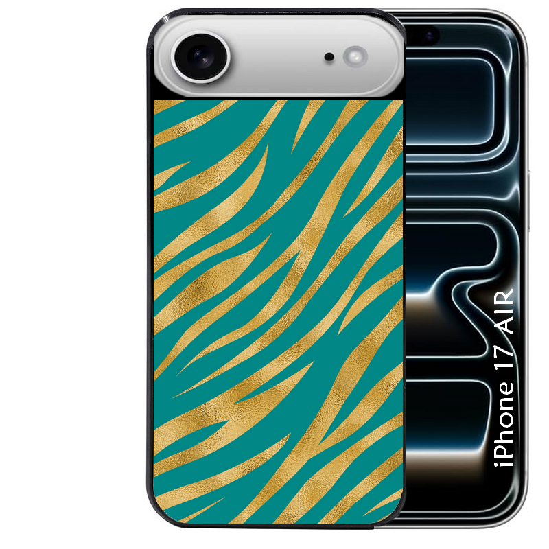 Coque noire taperso pour Iphone 17 17E AIR MAX PRO avec motif zebre vert protection antichoc personnalisée