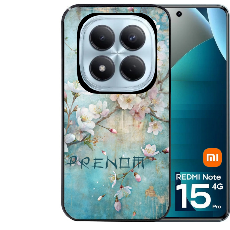 Coque noire taperso pour Redmi Note 15 et PRO PLUS 4G 5G avec motif fleur sakura personnalisee protection antichoc personnalisée