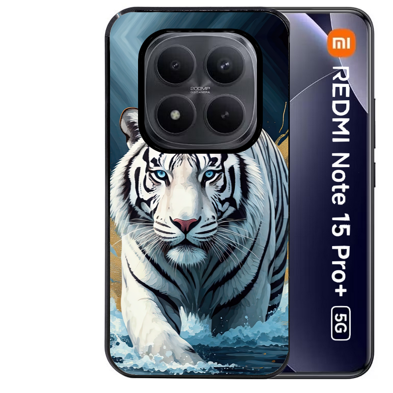 Coque noire taperso pour Redmi Note 15 et PRO PLUS 4G 5G avec motif tigre polaire protection antichoc personnalisée