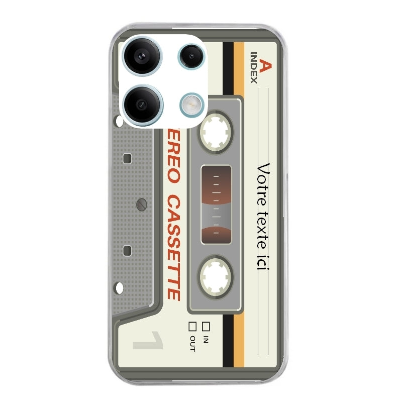 Coque taperso pour POCO M6 PRO 4G avec motif cassette grise personnalisable protection antichoc personnalisée