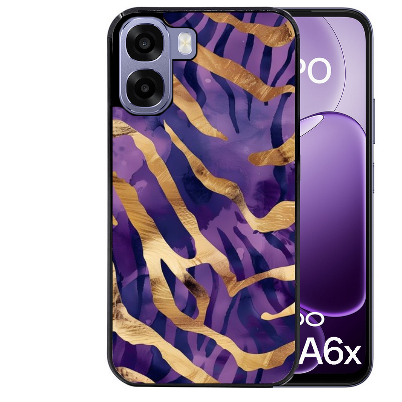 Coque noire taperso pour OPPO A6 A6X 4G et 5G avec motif zebre violet protection antichoc personnalisée