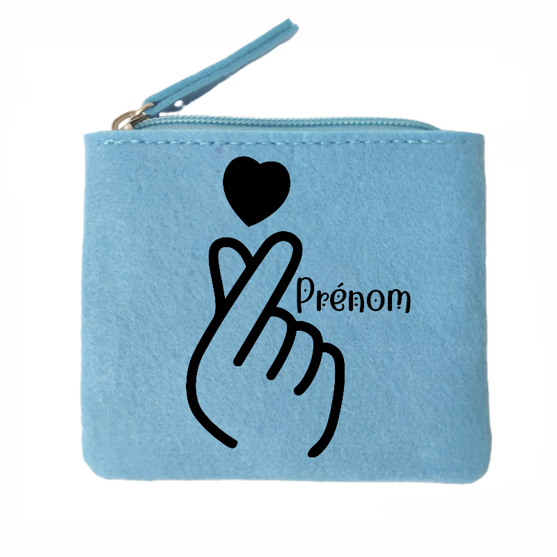 Porte monnaie personnalisé coeur japan en feutrine en feutrine