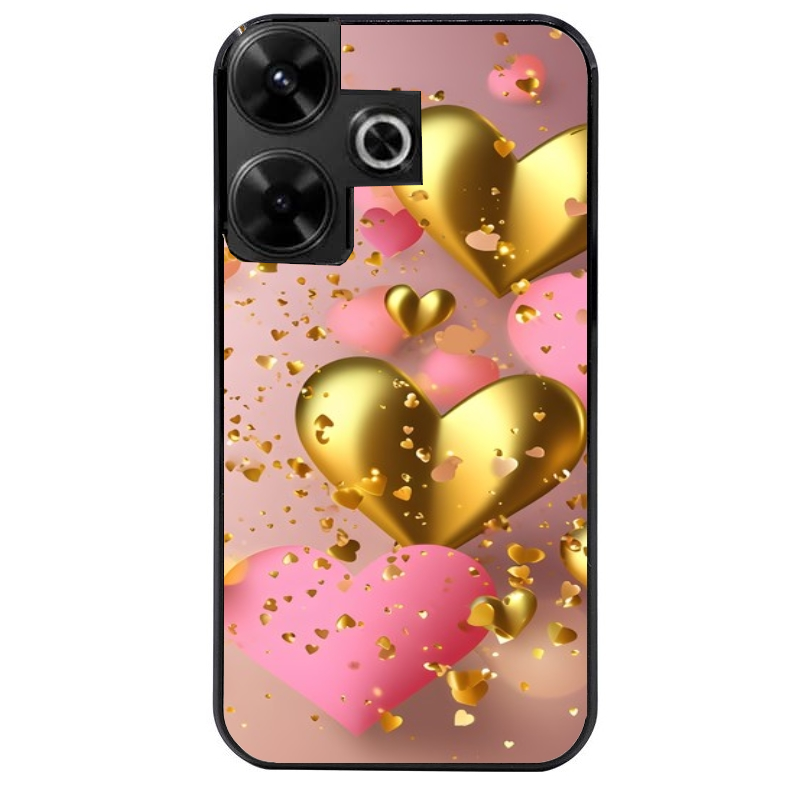 Coque noire taperso pour POCO M6 4G avec motif coeur rose protection antichoc personnalisée