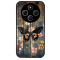 Coque noire taperso pour POCO C75 avec motif bois et papillon 2 protection antichoc personnalisée