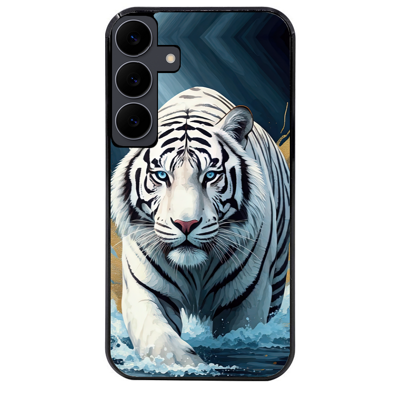 Coque noire taperso pour galaxy S25 et PLUS ULTRA FE EDGE avec motif tigre polaire protection antichoc personnalisée