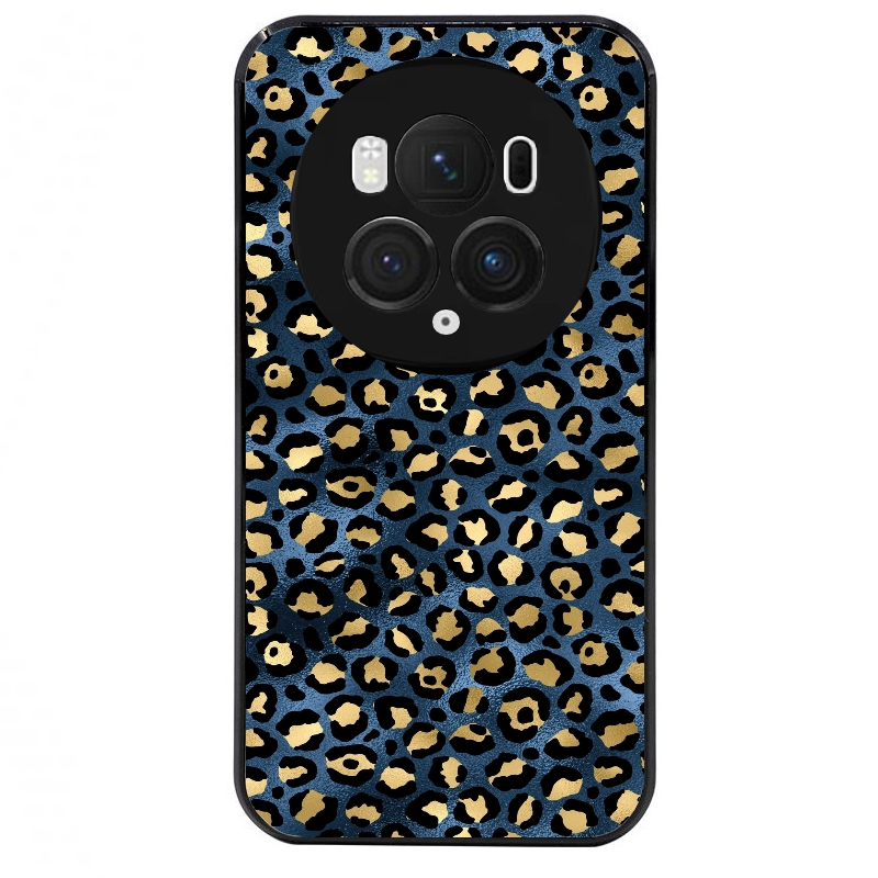Coque noire taperso pour Magic 5 6 LITE et PRO avec motif leopard bleu protection antichoc personnalisée