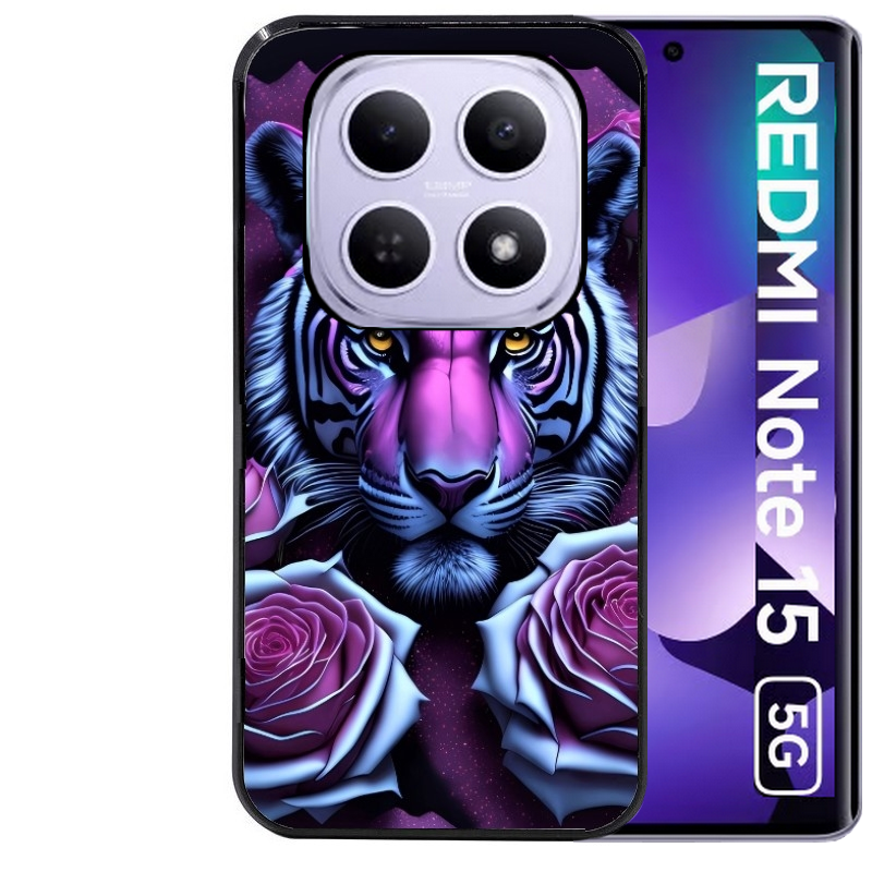 Coque noire taperso pour Redmi Note 15 et PRO PLUS 4G 5G avec motif tigre uv style manga protection antichoc personnalisée