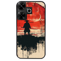 Coque noire taperso pour POCO M6 4G avec motif samourai rouge protection antichoc personnalisée