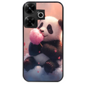 Coque noire taperso pour POCO M6 4G avec motif panda bonbon protection antichoc personnalisée