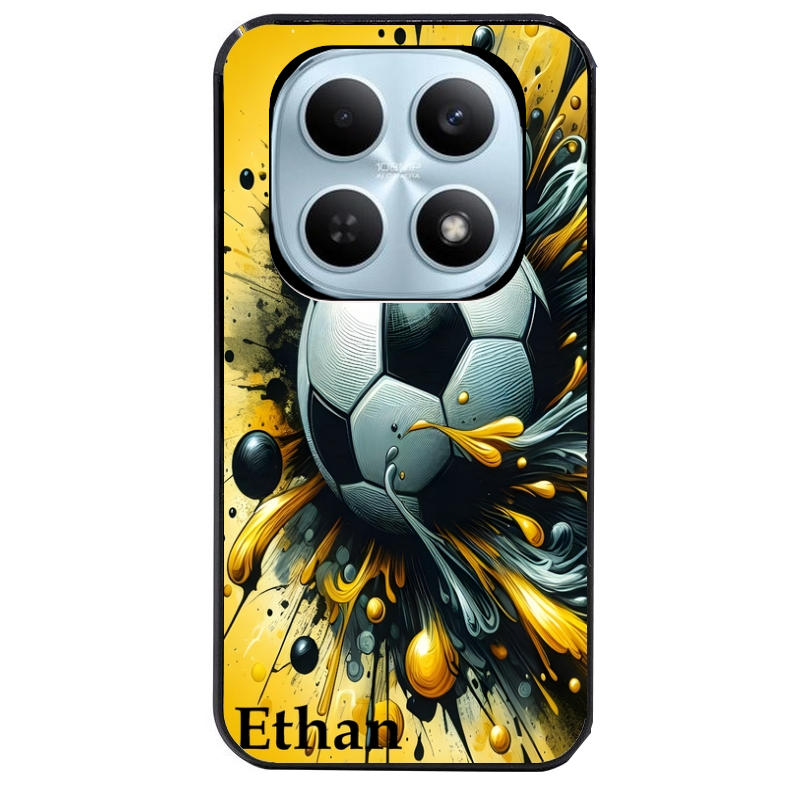 Coque noire taperso pour POCO M8 5G et PRO 5G avec motif football personnalisee protection antichoc personnalisée