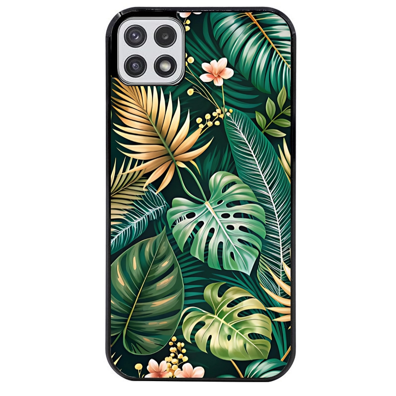 Coque noire taperso pour galaxy A22 A32 A52 A52S 4G 5G  avec motif jungle dore protection antichoc personnalisée